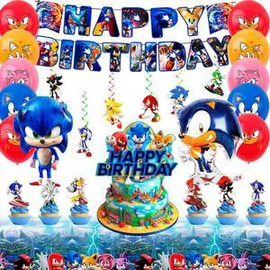 Sonic Birthday Party Supplies, 35 Pcs Sonic Party Decorations Set - Sonic Birthday Decorations Banners Tablecloth & Sonic Balloons Cake Toppers and Other Sonic Party Supplies for Boys/Girls Sonic Birthday Party Supplies, 35 Pcs Sonic Party Decorations Set - Sonic Birthday Decorations Banners Tablecloth & Sonic Balloons Cake Toppers and Other Sonic Party Supplies for Boys/Girls