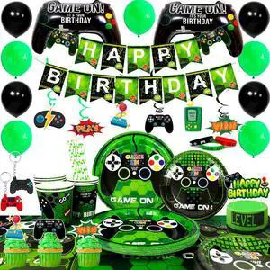 Gaming Birthday Party Supplies for Boys,194pcs Video Game Party Decorations&Tableware Set - Gaming Decorations Plates Cups Tablecloth Balloons Banner Cake Topper etc Game On Birthday Party Supplies Gaming Birthday Party Supplies for Boys,194pcs Video Game Party Decorations&Tableware Set - Gaming Decorations Plates Cups Tablecloth Balloons Banner Cake Topper etc Game On Birthday Party Supplies