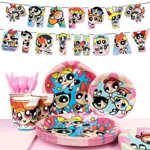 114 Pcs The Powerpuff Girls Birthday Party Tableware Set - The Powerpuff Girls Party Plates Napkins Cups Tablecloth & Birthday Banners for The Powerpuff Girls Theme Party Supplies Decor 114 Pcs The Powerpuff Girls Birthday Party Tableware Set - The Powerpuff Girls Party Plates Napkins Cups Tablecloth & Birthday Banners for The Powerpuff Girls Theme Party Supplies Decor
