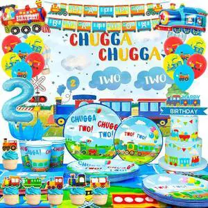 Chugga Chugga Two Two Party Decorations,157pcs Train Birthday Decorations & Train Party Tableware Set- Train Plates Cups Napkins Tablecloth Banner Balloons Backdrop etc Train Birthday Party Supplies Chugga Chugga Two Two Party Decorations,157pcs Train Birthday Decorations & Train Party Tableware Set- Train Plates Cups Napkins Tablecloth Banner Balloons Backdrop etc Train Birthday Party Supplies