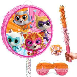 4 Pcs Round Super Kitten Squad Pinatas Bundle - Super Kitten Squad Theme Piñata, Party Pinata Stick & Party Games Blindfold etc Pinata Supplies for Super Kitten Squad Birthday Party Decorations 4 Pcs Round Super Kitten Squad Pinatas Bundle - Super Kitten Squad Theme Piñata, Party Pinata Stick & Party Games Blindfold etc Pinata Supplies for Super Kitten Squad Birthday Party Decorations