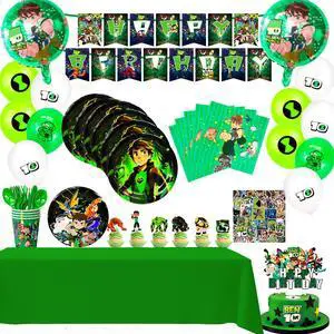 Ben-10 Themed Birthday Party Supplies,163pcs Cartoon 10 Party Decorations & Tableware Set - Cartoon Decorations Banner Balloons Plates Napkins Cups Tablecloth Cake Topper etc Cartoon Party Supplies Ben-10 Themed Birthday Party Supplies,163pcs Cartoon 10 Party Decorations & Tableware Set - Cartoon Decorations Banner Balloons Plates Napkins Cups Tablecloth Cake Topper etc Cartoon Party Supplies
