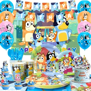Bluey Birthday Decorations, 98pcs Bluey Party Decorations & Bluey Tableware Sets - Bluey Birthday Plates, Napkins and Bluey Balloon Backdrops Cake Decorations and Other Bluey Birthday Party Supplies Bluey Birthday Decorations, 98pcs Bluey Party Decorations & Bluey Tableware Sets - Bluey Birthday Plates, Napkins and Bluey Balloon Backdrops Cake Decorations and Other Bluey Birthday Party Supplies