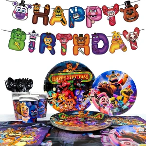 128 Pcs Five Nights at Freddy's Birthday Tableware Set - Five Nights at Freddy's Party Plates & Cups Tablecloth Napkins etc Five Nights at Freddy's Birthday Party Supplies 128 Pcs Five Nights at Freddy's Birthday Tableware Set - Five Nights at Freddy's Party Plates & Cups Tablecloth Napkins etc Five Nights at Freddy's Birthday Party Supplies