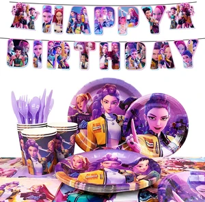 114 Pcs Kpop Demon Hunter Birthday Tableware Set - Demon Hunter Plates Tablecloth Cup etc Kpop Demon Hunter Birthday Party Supplies 114 Pcs Kpop Demon Hunter Birthday Tableware Set - Demon Hunter Plates Tablecloth Cup etc Kpop Demon Hunter Birthday Party Supplies