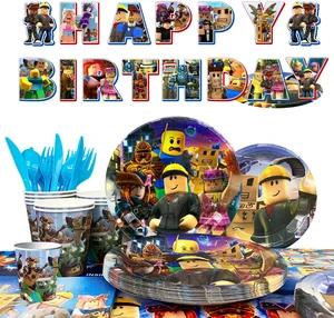 114Pcs Roblox Birthday Party Decoration Tableware Set, Roblox Party Supplies Tableware including Roblox Tablecloth Banner Plates Napkins Cups for Roblox Birthday Party Decoration 114Pcs Roblox Birthday Party Decoration Tableware Set, Roblox Party Supplies Tableware including Roblox Tablecloth Banner Plates Napkins Cups for Roblox Birthday Party Decoration