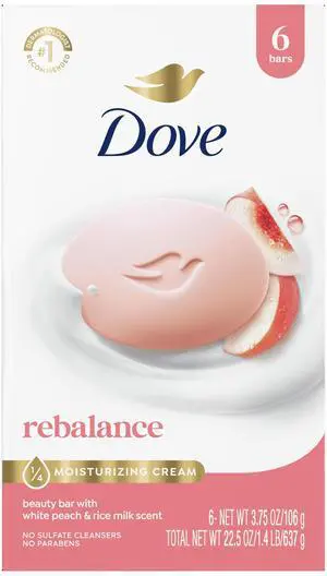 Rebalancing Beauty Bar Soap 6 Count, White Peach & Rice Milk Scent, 3.75 oz per bar Rebalancing Beauty Bar Soap 6 Count, White Peach & Rice Milk Scent, 3.75 oz per bar
