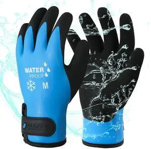 100% Waterproof 1 Pair Winter Work Gloves for Men & Women Blue M 100% Waterproof 1 Pair Winter Work Gloves for Men & Women Blue M
