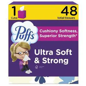 Ultra soft facial tissues, cube box contains 48 tissues, suitable for allergies and colds, packaging may vary Ultra soft facial tissues, cube box contains 48 tissues, suitable for allergies and colds, packaging may vary