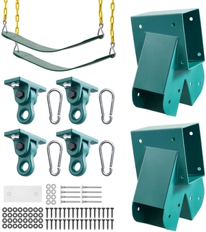 VEVOR Swing Set Brackets, Heavy-Duty A-frame Set Hardware, with 2 A-Frame Swing Brackets & 2 Seats & 4 Hangers, for Playground Backyard Park Equipment Mounting Parts Outdoor, Hardware Included, Green VEVOR Swing Set Brackets, Heavy-Duty A-frame Set Hardware, with 2 A-Frame Swing Brackets & 2 Seats & 4 Hangers, for Playground Backyard Park Equipment Mounting Parts Outdoor, Hardware Included, Green