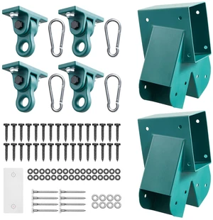 VEVOR Swing Set Brackets, Heavy-Duty A-frame Set Hardware, with 2 A-Frame Swing Brackets & 4 Hangers, Sturdy for Playground Backyard Park Equipment Mounting Parts Outdoor, Hardware Included, Green VEVOR Swing Set Brackets, Heavy-Duty A-frame Set Hardware, with 2 A-Frame Swing Brackets & 4 Hangers, Sturdy for Playground Backyard Park Equipment Mounting Parts Outdoor, Hardware Included, Green