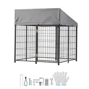 VEVOR Outdoor Dog Kennel, 3.67 x 3.78 x 4.1 ft Large Dog Kennel with Secure Lock, Outside Dogs Enclosures with UV-Resistant & Waterproof Roof Cover, Heavy Duty Pet Crate Cage Run for Large Dogs VEVOR Outdoor Dog Kennel, 3.67 x 3.78 x 4.1 ft Large Dog Kennel with Secure Lock, Outside Dogs Enclosures with UV-Resistant & Waterproof Roof Cover, Heavy Duty Pet Crate Cage Run for Large Dogs