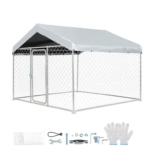 VEVOR Outdoor Dog Kennel, 6.56 x 6.56 x 5.25 ft Large Dog Kennel with Secure Lock, Outside Dogs Enclosures with UV-Resistant & Waterproof Roof Cover, Heavy Duty Pet Crate Cage Run for Large Dogs VEVOR Outdoor Dog Kennel, 6.56 x 6.56 x 5.25 ft Large Dog Kennel with Secure Lock, Outside Dogs Enclosures with UV-Resistant & Waterproof Roof Cover, Heavy Duty Pet Crate Cage Run for Large Dogs
