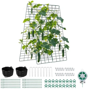 VEVOR Cucumber Trellis 4 Pack, A-Frame Garden Trellises for Raised Bed, Metal Rustproof Coating Plant Support for Vine, Climbing Plants, Peas, Beans, Zucchini, Tomato, Flower (46.06 x 16.93 in x 4PCS) VEVOR Cucumber Trellis 4 Pack, A-Frame Garden Trellises for Raised Bed, Metal Rustproof Coating Plant Support for Vine, Climbing Plants, Peas, Beans, Zucchini, Tomato, Flower (46.06 x 16.93 in x 4PCS)
