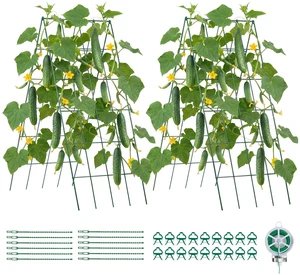 VEVOR Cucumber Trellis 4 Pack, A-Frame Garden Trellises for Raised Bed, Metal Rustproof Coating Plant Support for Vine, Climbing Plants, Peas, Beans, Zucchini, Tomato, Flower (38.98 x 15.75 in x 4PCS) VEVOR Cucumber Trellis 4 Pack, A-Frame Garden Trellises for Raised Bed, Metal Rustproof Coating Plant Support for Vine, Climbing Plants, Peas, Beans, Zucchini, Tomato, Flower (38.98 x 15.75 in x 4PCS)