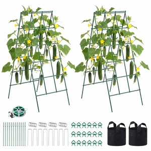 VEVOR Cucumber Trellis 4 Pack, A-Frame Garden Trellises for Raised Bed, Metal Rustproof Coating Plant Support for Vine, Climbing Plants, Peas, Beans, Zucchini, Tomato, Flower (46.06 x 18.11 in x 4PCS) VEVOR Cucumber Trellis 4 Pack, A-Frame Garden Trellises for Raised Bed, Metal Rustproof Coating Plant Support for Vine, Climbing Plants, Peas, Beans, Zucchini, Tomato, Flower (46.06 x 18.11 in x 4PCS)