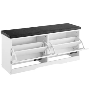 VEVOR Entryway Shoe Storage Bench 39.4" Wide 2-Tier Shoe Bench Black White, with 2 Flip Drawers, 440 lbs Load Capacity Storage Rack with Padded Seat Cushion, for Hallway, Living Room, and Bedroom VEVOR Entryway Shoe Storage Bench 39.4" Wide 2-Tier Shoe Bench Black White, with 2 Flip Drawers, 440 lbs Load Capacity Storage Rack with Padded Seat Cushion, for Hallway, Living Room, and Bedroom