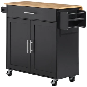 VEVOR Kitchen Island Cart with Storage, 42.28 in Wide Mobile Rolling Storage Island on Swivel Wheels, with Drawer, Storage Cabinet, Drop Leaf, Spice Rack, Table for Home Dining Room, Black VEVOR Kitchen Island Cart with Storage, 42.28 in Wide Mobile Rolling Storage Island on Swivel Wheels, with Drawer, Storage Cabinet, Drop Leaf, Spice Rack, Table for Home Dining Room, Black