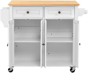 VEVOR Kitchen Island Cart with Storage, 43.58 in Wide Mobile Rolling Storage Island on Swivel Wheels, with 2 Drawers, Storage Cabinet, Drop Leaf, Spice/Towel Rack, Table for Home Dining Room, White VEVOR Kitchen Island Cart with Storage, 43.58 in Wide Mobile Rolling Storage Island on Swivel Wheels, with 2 Drawers, Storage Cabinet, Drop Leaf, Spice/Towel Rack, Table for Home Dining Room, White