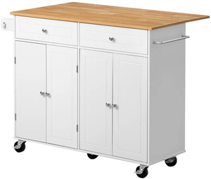 VEVOR Kitchen Island Cart with Storage, 47.64 in Wide Mobile Rolling Storage Island on Swivel Wheels, with 2 Drawers, Storage Cabinet, Drop Leaf, Towel Rack, Table for Home Dining Room, White VEVOR Kitchen Island Cart with Storage, 47.64 in Wide Mobile Rolling Storage Island on Swivel Wheels, with 2 Drawers, Storage Cabinet, Drop Leaf, Towel Rack, Table for Home Dining Room, White