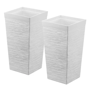 VEVOR Tall Planters Set of 2, 23 Inch Large Outdoor Taper Planters for Outdoor Indoor Plants, Front Porch Plastic Modern Flower Pots with Casters, Inner Pot & Drainage Holes for Patio, Garden, White VEVOR Tall Planters Set of 2, 23 Inch Large Outdoor Taper Planters for Outdoor Indoor Plants, Front Porch Plastic Modern Flower Pots with Casters, Inner Pot & Drainage Holes for Patio, Garden, White