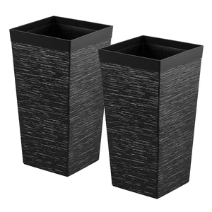 VEVOR Tall Planters Set of 2, 23 Inch Large Outdoor Taper Planters for Outdoor Indoor Plants, Front Porch Plastic Modern Flower Pots with Casters, Inner Pot & Drainage Holes for Patio, Garden, Black VEVOR Tall Planters Set of 2, 23 Inch Large Outdoor Taper Planters for Outdoor Indoor Plants, Front Porch Plastic Modern Flower Pots with Casters, Inner Pot & Drainage Holes for Patio, Garden, Black