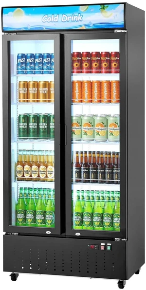 VEVOR Commercial Merchandiser Refrigerator, 20.8 Cu.Ft / 590L Upright Beverage Cooler, 2 Glass Door Display Refrigerator with Customizable Lightbox, 8 Adjustable Shelves, Soft LED Lighting & Casters VEVOR Commercial Merchandiser Refrigerator, 20.8 Cu.Ft / 590L Upright Beverage Cooler, 2 Glass Door Display Refrigerator with Customizable Lightbox, 8 Adjustable Shelves, Soft LED Lighting & Casters