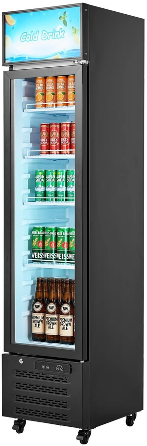 VEVOR Commercial Merchandiser Refrigerator, 7.5 Cu.Ft / 213 L Glass Door Display Refrigerator, Upright Beverage Cooler with Customizable Lightbox, 4 Adjustable Shelves & Soft LED Light for Homes Shops VEVOR Commercial Merchandiser Refrigerator, 7.5 Cu.Ft / 213 L Glass Door Display Refrigerator, Upright Beverage Cooler with Customizable Lightbox, 4 Adjustable Shelves & Soft LED Light for Homes Shops