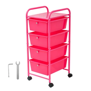 VEVOR Rolling Cart with Drawers, 4 Drawer Storage Organizer, Mobile Utility Cart with Steel Frame, Universal Casters & 2 Brakes, for Office, Classroom, Craft Tools, Garage, Cleaning Supplies, Rose Red VEVOR Rolling Cart with Drawers, 4 Drawer Storage Organizer, Mobile Utility Cart with Steel Frame, Universal Casters & 2 Brakes, for Office, Classroom, Craft Tools, Garage, Cleaning Supplies, Rose Red