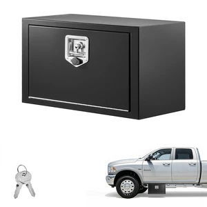 VEVOR Underbody Truck Tool Box, 24 x 12 x 14 Inch Heavy Duty Steel Trailer Storage Box with Lock & Keys, Waterproof Trailer Storage Organizer Under Body Chest with T-Handle for Truck, Van, SUV, Black VEVOR Underbody Truck Tool Box, 24 x 12 x 14 Inch Heavy Duty Steel Trailer Storage Box with Lock & Keys, Waterproof Trailer Storage Organizer Under Body Chest with T-Handle for Truck, Van, SUV, Black