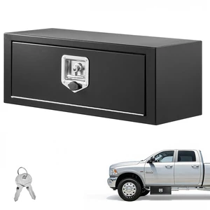 VEVOR Underbody Truck Tool Box, 27 x 10 x 10 Inch Heavy Duty Steel Trailer Storage Box with Lock & Keys, Waterproof Trailer Storage Organizer Under Body Chest with T-Handle for Truck, Van, SUV, Black VEVOR Underbody Truck Tool Box, 27 x 10 x 10 Inch Heavy Duty Steel Trailer Storage Box with Lock & Keys, Waterproof Trailer Storage Organizer Under Body Chest with T-Handle for Truck, Van, SUV, Black