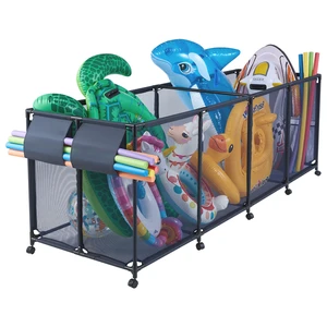 VEVOR Pool Storage Bin, 103 x 32 x 35 in, Rolling Pool Float Storage Organizer with Side Pockets & Noodles Holder, Durable Metal Frame, Poolside Toys Breathable Mesh Basket for Swimming Pools VEVOR Pool Storage Bin, 103 x 32 x 35 in, Rolling Pool Float Storage Organizer with Side Pockets & Noodles Holder, Durable Metal Frame, Poolside Toys Breathable Mesh Basket for Swimming Pools