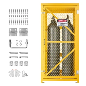 VEVOR Vertical Cylinder Storage Cabinet, 31"L x 30"W x 65"H, 9 Cylinder Capacity, Propane Storage Cage with Chain, Lock and Keys, Yellow Powder-Coated Carbon Steel, for Propane, Oxygen, Nitrogen VEVOR Vertical Cylinder Storage Cabinet, 31"L x 30"W x 65"H, 9 Cylinder Capacity, Propane Storage Cage with Chain, Lock and Keys, Yellow Powder-Coated Carbon Steel, for Propane, Oxygen, Nitrogen