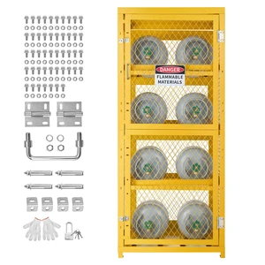 VEVOR Horizontal Cylinder Storage Cabinet, 30"L x 30"W x 70.3"H, 8 Cylinder Capacity, 4-Tier Propane Storage Cage, with Lock and Keys, Yellow Powder-Coated Carbon Steel, for Propane, Oxygen, Nitrogen VEVOR Horizontal Cylinder Storage Cabinet, 30"L x 30"W x 70.3"H, 8 Cylinder Capacity, 4-Tier Propane Storage Cage, with Lock and Keys, Yellow Powder-Coated Carbon Steel, for Propane, Oxygen, Nitrogen