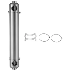 VEVOR Pool Heat Exchanger, 600K BTU Swimming Pool Heater Exchanger, 316L Stainless Steel Construction, High Efficiency Water to Water Transfer Heating System for Spa, Hot Tub, Indoor/Outdoor, Silver VEVOR Pool Heat Exchanger, 600K BTU Swimming Pool Heater Exchanger, 316L Stainless Steel Construction, High Efficiency Water to Water Transfer Heating System for Spa, Hot Tub, Indoor/Outdoor, Silver