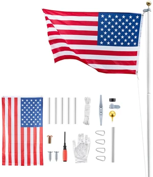 VEVOR Flag Pole, 20ft Heavy Duty Sectional Flagpole Kit for Outside House In Ground, Extra Thick Outdoor Aluminum Flagpole Kit with 3x5 American Flag for Yard, Residential or Commercial Use, Silver VEVOR Flag Pole, 20ft Heavy Duty Sectional Flagpole Kit for Outside House In Ground, Extra Thick Outdoor Aluminum Flagpole Kit with 3x5 American Flag for Yard, Residential or Commercial Use, Silver