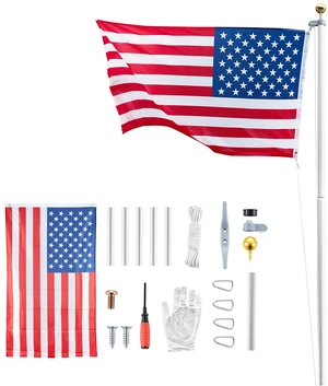 VEVOR Flag Pole, 25ft Heavy Duty Sectional Flagpole Kit for Outside House In Ground, Extra Thick Outdoor Aluminum Flagpole Kit with 3x5 American Flag for Yard, Residential or Commercial Use, Silver VEVOR Flag Pole, 25ft Heavy Duty Sectional Flagpole Kit for Outside House In Ground, Extra Thick Outdoor Aluminum Flagpole Kit with 3x5 American Flag for Yard, Residential or Commercial Use, Silver