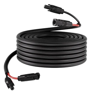 VEVOR 50FT Solar Panel Extension Cable, 10 AWG, Solar Panel Wire with Flame Retardant Protective Sleeving, Female and Male Connectors, IP67 Waterproof PV Wire, for Outdoor Automotive RV, Black & Red VEVOR 50FT Solar Panel Extension Cable, 10 AWG, Solar Panel Wire with Flame Retardant Protective Sleeving, Female and Male Connectors, IP67 Waterproof PV Wire, for Outdoor Automotive RV, Black & Red