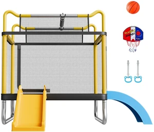 VEVOR Trampoline for Kids, Toddler Mini Trampoline, 132 lbs Capacity Indoor Outdoor Play Toys with Enclosure Net, Slide, and Ring, Easy to Assemble, Christmas Toys Birthday Gifts for Girls Boys VEVOR Trampoline for Kids, Toddler Mini Trampoline, 132 lbs Capacity Indoor Outdoor Play Toys with Enclosure Net, Slide, and Ring, Easy to Assemble, Christmas Toys Birthday Gifts for Girls Boys