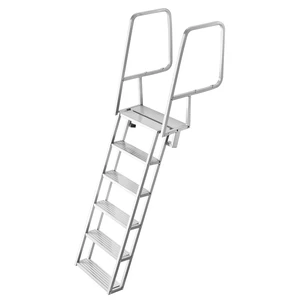 VEVOR Flip-Up Dock Ladder, 6-Step, Heavy-Duty Aluminum Alloy Pontoon Boat Swim Ladder, with Non-Slip Wide Steps, 350 lbs Weight Capacity, Pull Rope Assist, Comfort Use for Lake Pool Marine Boarding VEVOR Flip-Up Dock Ladder, 6-Step, Heavy-Duty Aluminum Alloy Pontoon Boat Swim Ladder, with Non-Slip Wide Steps, 350 lbs Weight Capacity, Pull Rope Assist, Comfort Use for Lake Pool Marine Boarding