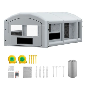 VEVOR Inflatable Paint Booth, 26 x 15 x 10 ft, Portable Spray Booth with 750W+950W Blowers, Large Filter Cotton, Changing Area, Arched Roof Painting Tent for Mid-Size Pickup, Large Furniture, Gray VEVOR Inflatable Paint Booth, 26 x 15 x 10 ft, Portable Spray Booth with 750W+950W Blowers, Large Filter Cotton, Changing Area, Arched Roof Painting Tent for Mid-Size Pickup, Large Furniture, Gray