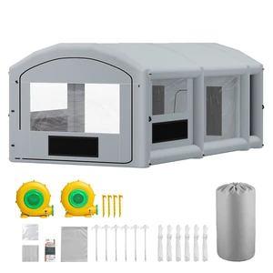 VEVOR Inflatable Paint Booth, 30 x 16 x 12 ft, Portable Spray Booth with 750W+950W Blowers, Large Filter Cotton, Changing Area, Arched Roof Painting Tent for Full-Size Pickup, Small Speedboat, Gray VEVOR Inflatable Paint Booth, 30 x 16 x 12 ft, Portable Spray Booth with 750W+950W Blowers, Large Filter Cotton, Changing Area, Arched Roof Painting Tent for Full-Size Pickup, Small Speedboat, Gray