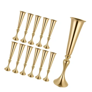 VEVOR 12 PCS Wedding Flower Vase, 21.7 in Tall Trumpet Flower Table Centerpieces, Banquet Vases Easy Installation, Electroplated Versatile Arrangement Stand for Party Events Home Decor Reception, Gold VEVOR 12 PCS Wedding Flower Vase, 21.7 in Tall Trumpet Flower Table Centerpieces, Banquet Vases Easy Installation, Electroplated Versatile Arrangement Stand for Party Events Home Decor Reception, Gold