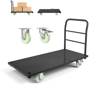 VEVOR Heavy Duty Platform Truck, 2000 lbs Capacity, Industrial Steel Flatbed Cart with Swivel Wheels and Handle, Platform Hand Push Truck Dolly, Easy Storage, for Luggage Moving, 48 x 24 x 32.1 in VEVOR Heavy Duty Platform Truck, 2000 lbs Capacity, Industrial Steel Flatbed Cart with Swivel Wheels and Handle, Platform Hand Push Truck Dolly, Easy Storage, for Luggage Moving, 48 x 24 x 32.1 in