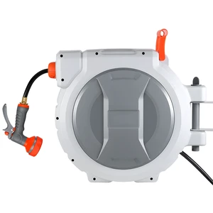 VEVOR Retractable Garden Hose Reel, 1/2 in x 130 ft, Wall Mounted Hose Reel with 9-Function Sprayer Nozzle and 180° Swivel Bracket, Any Length Lock, Automatic Slow Rewind System, for Garden Watering VEVOR Retractable Garden Hose Reel, 1/2 in x 130 ft, Wall Mounted Hose Reel with 9-Function Sprayer Nozzle and 180° Swivel Bracket, Any Length Lock, Automatic Slow Rewind System, for Garden Watering