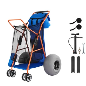 VEVOR Beach Cart with Large Wheels for Sand, 165 lbs Load Capacity, Heavy Duty Folding Beach Wagon with 12" Balloon Wheels, Insulated Cooler Bag, Umbrella Holder, Holds 4 Chairs for Camping & Fishing VEVOR Beach Cart with Large Wheels for Sand, 165 lbs Load Capacity, Heavy Duty Folding Beach Wagon with 12" Balloon Wheels, Insulated Cooler Bag, Umbrella Holder, Holds 4 Chairs for Camping & Fishing