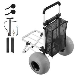 VEVOR Beach Dolly with Big Wheels for Sand, 20" x 15" Cargo Deck, Folding Sand Cart with 12" Balloon Wheels, 165 lbs Loading Capacity & 34" to 46" Adjustable Height, Heavy Duty Cart for Beach Camping VEVOR Beach Dolly with Big Wheels for Sand, 20" x 15" Cargo Deck, Folding Sand Cart with 12" Balloon Wheels, 165 lbs Loading Capacity & 34" to 46" Adjustable Height, Heavy Duty Cart for Beach Camping