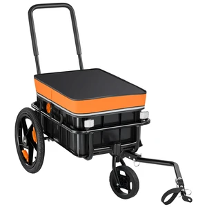 VEVOR Bike Cargo Trailer 100 lbs 2-in-1 Pushcart Heavy-Duty Bicycle Wagon, Cart with Waterproof Cover, 7 in & 16 in Wheels, Reflector, Carbon Steel Frame, Fits 22-28 in Bike Wheels, for Carrying Cargo VEVOR Bike Cargo Trailer 100 lbs 2-in-1 Pushcart Heavy-Duty Bicycle Wagon, Cart with Waterproof Cover, 7 in & 16 in Wheels, Reflector, Carbon Steel Frame, Fits 22-28 in Bike Wheels, for Carrying Cargo