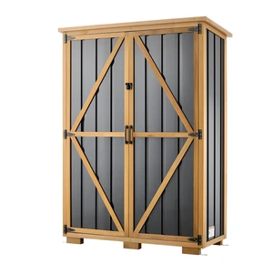VEVOR Outdoor Storage Shed, 46.06" x 62.99" Wood & Metal Garden Tool Shed with Lockable Doors & Sloped Roof, Waterproof Outside Storage Cabinet with Shelves/Floor for Backyard Patio Lawn, Black/Brown VEVOR Outdoor Storage Shed, 46.06" x 62.99" Wood & Metal Garden Tool Shed with Lockable Doors & Sloped Roof, Waterproof Outside Storage Cabinet with Shelves/Floor for Backyard Patio Lawn, Black/Brown