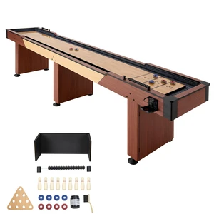 VEVOR 12 ft Shuffleboard Table, 2 in 1 Shuffleboard and Bowling Combo Set, Shuffle Board with Rustic Wood Finish, Scratch-Resistant Playfield, 8 Pucks, Bowling Set, Wax, Brush, for Family Game Room VEVOR 12 ft Shuffleboard Table, 2 in 1 Shuffleboard and Bowling Combo Set, Shuffle Board with Rustic Wood Finish, Scratch-Resistant Playfield, 8 Pucks, Bowling Set, Wax, Brush, for Family Game Room